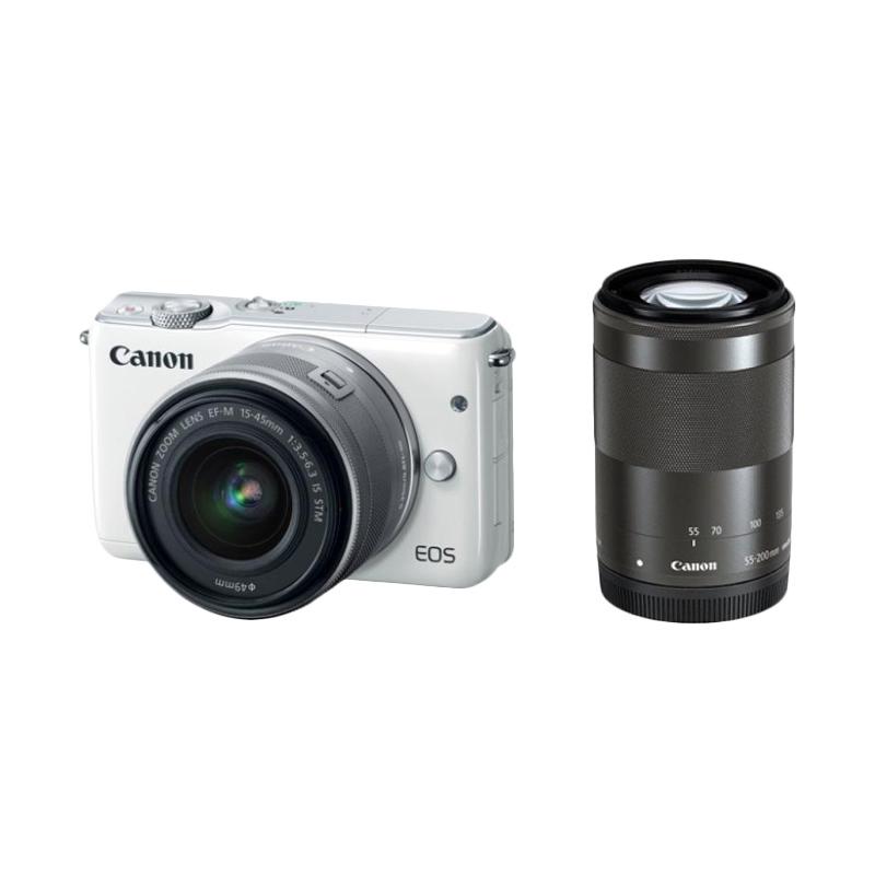 Canon EOS M3 Kit 15-45mm IS STM + Canon 55-200 IS STM Kamera Mirrorless - White + Free LCD Screen Guard