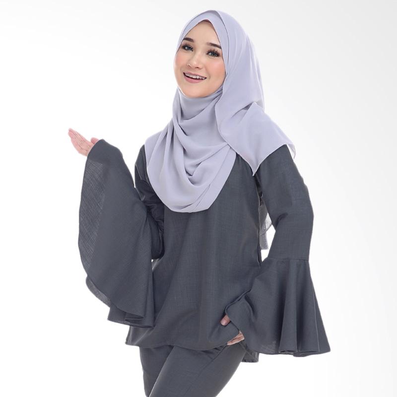 Cotton Bee Qaaida Bell Sleeves Blouse Atasan Wanita - Dove Grey