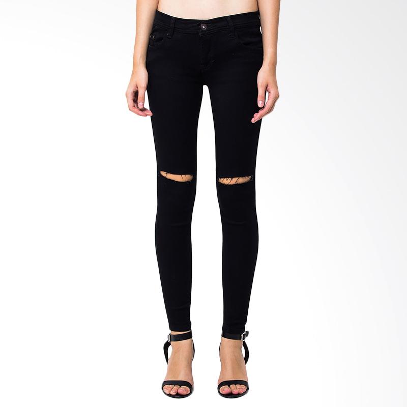 Nuber Tattered Soft Fit stretch Jeans Wanita - Black