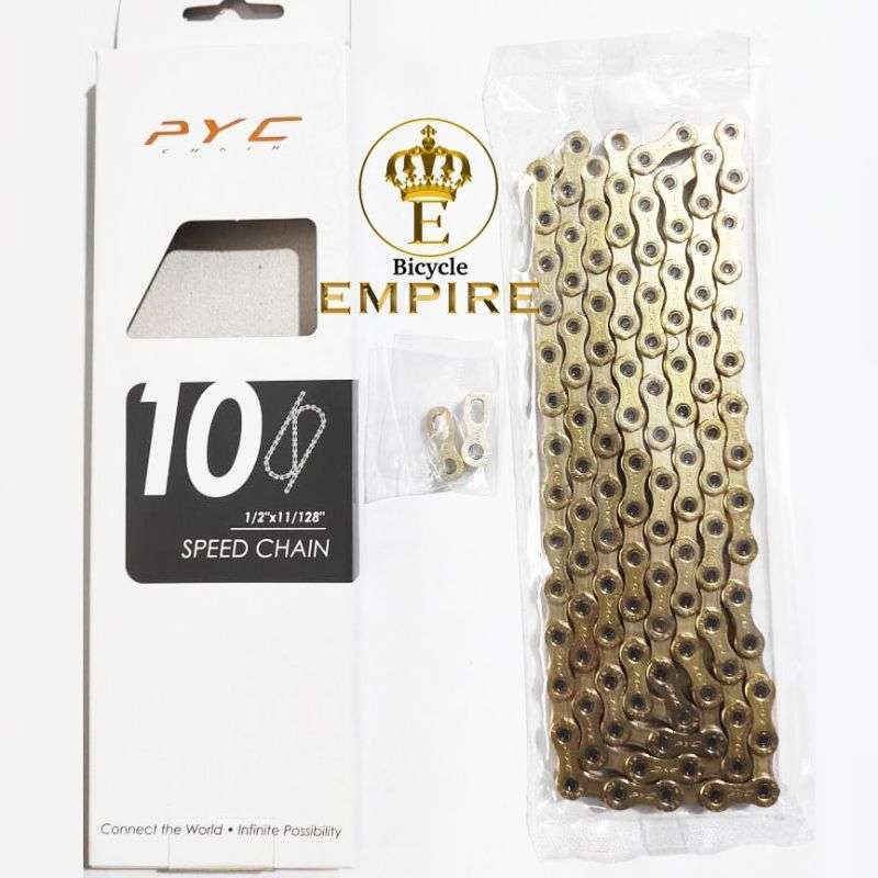 Jual Chain Rantai Sepeda PYC Chain P1003 10 Speed Gold Bicycle