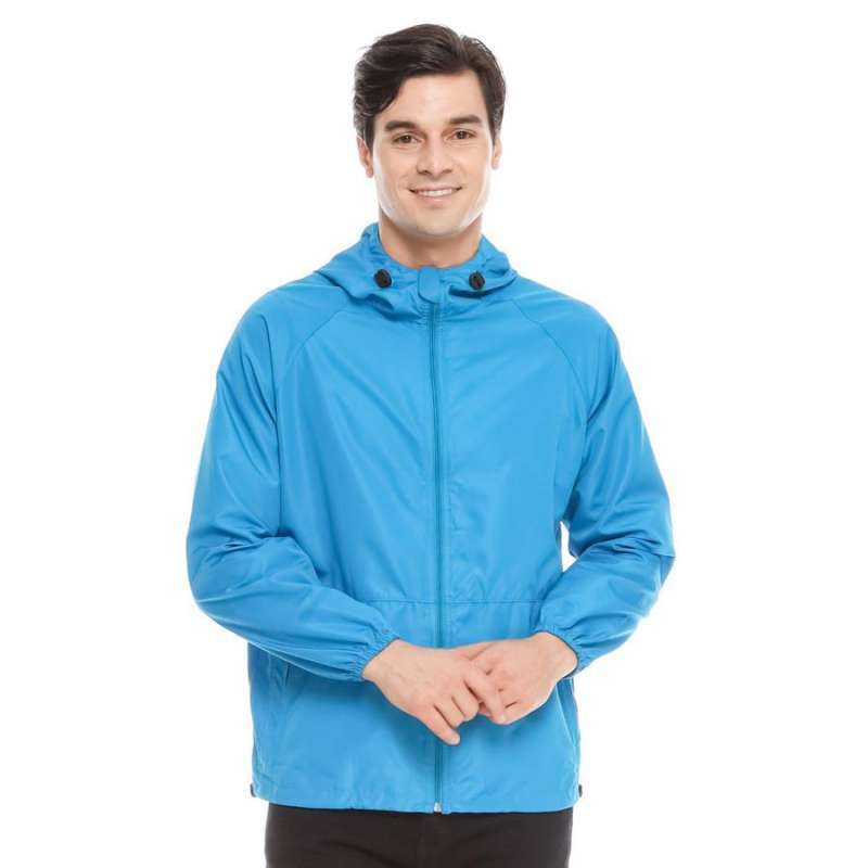 Jaket Running Pria Warna Limited Turkis Special Blue Anti UV Windproof