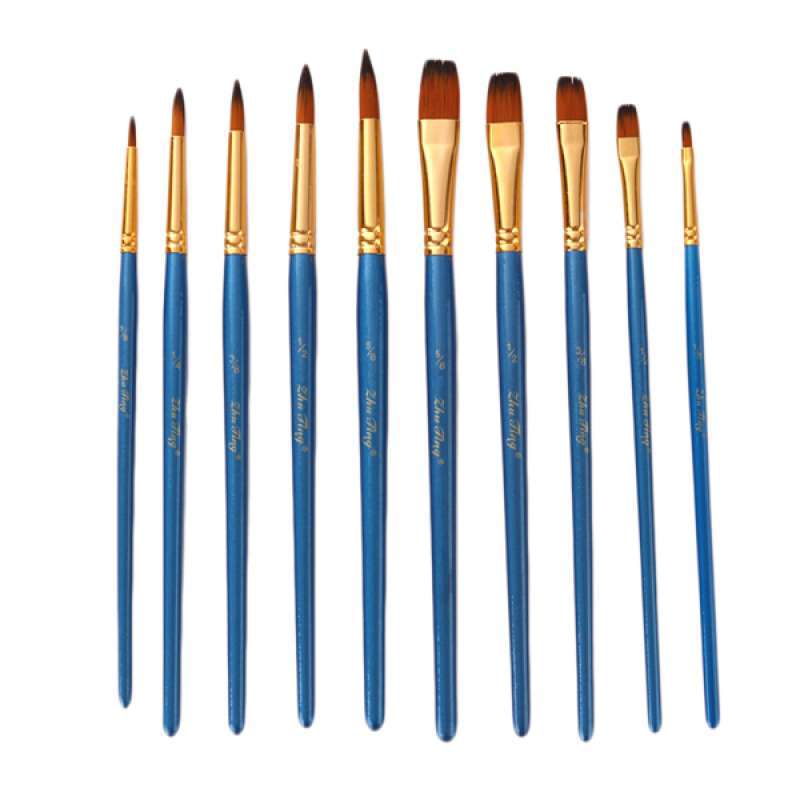 Jual 10pcs Wood Nylon Hair Artist Paint Brush For Watercolor Acrylic Oil Painting Online Februari 2021 Blibli