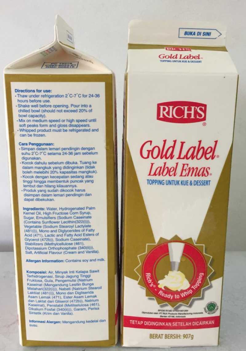 RICH'S GOLD LABEL [907gr] - WHIPPING CREAM LABEL EMAS KRIM KOCOK