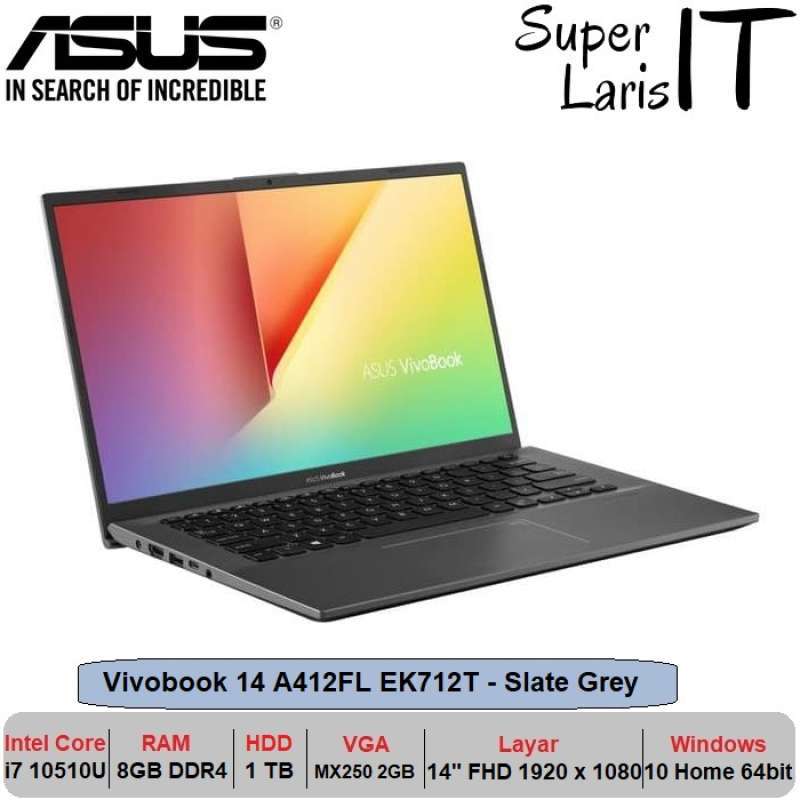 Jual Laptop Asus Vivobook 14 A412fl I7 10510u 8gb 1tb Mx250 14inch W10 Tas Online November 2020 Blibli