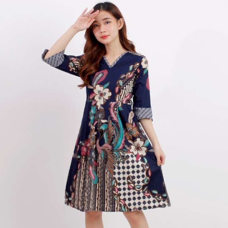 Jual Baju Batik Wanita Dress Batik Wanita Variasi Red Size M dan L