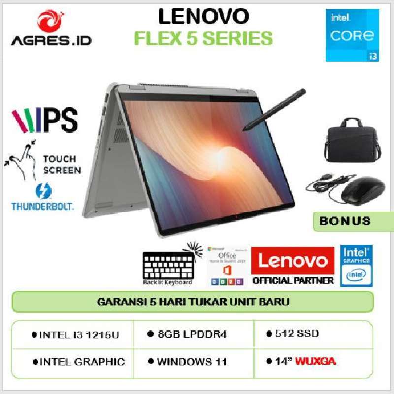 LENOVO IDEAPAD FLEX 14 TOUCH I3 1215 8GB 512SSD W11+OHS IPS  2IN1 BLIT PEN CLOUD GRY