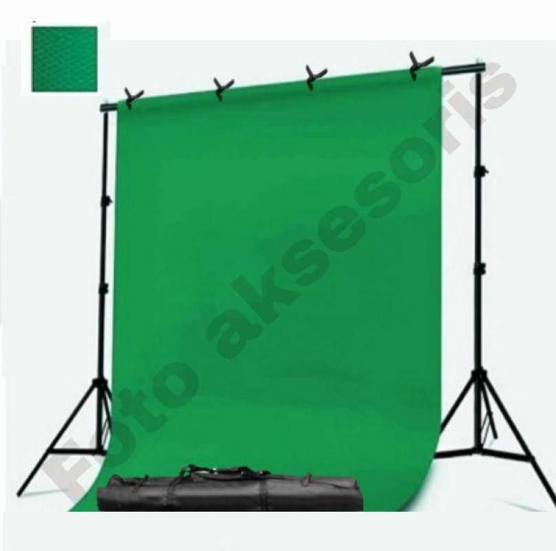 green screen stand background fotografi lengkap dengan clamp penjepit