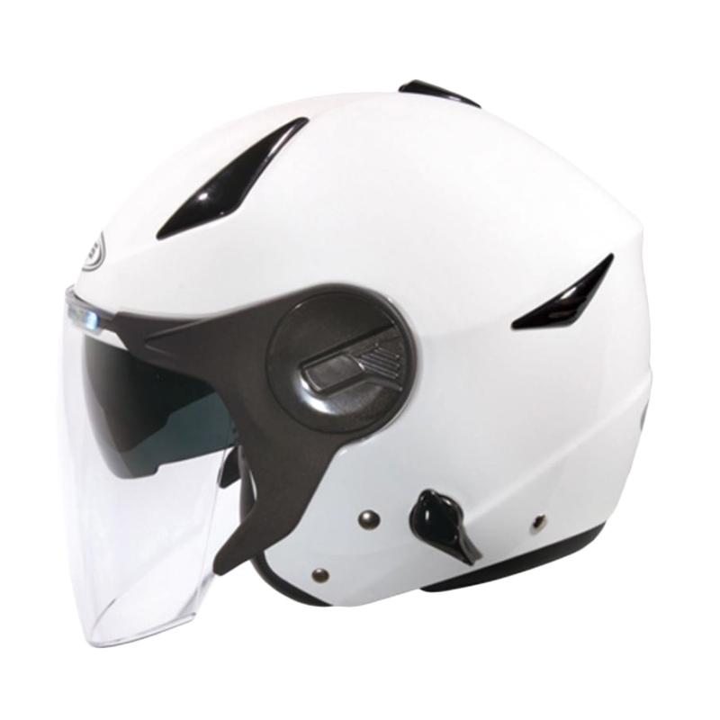 Jual Zeus ZS 612A Polos Double Visor Helm Half Face Putih di