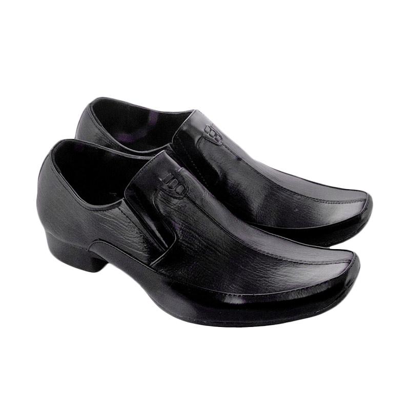 Golfer Black Down Leather Shoes Formal Sepatu Pria