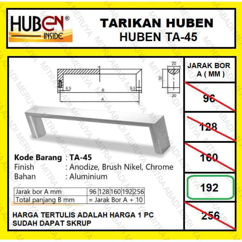 Promo Premium Tarikan Lemari Tarikan Laci Handle HUBEN-TA-45 ...