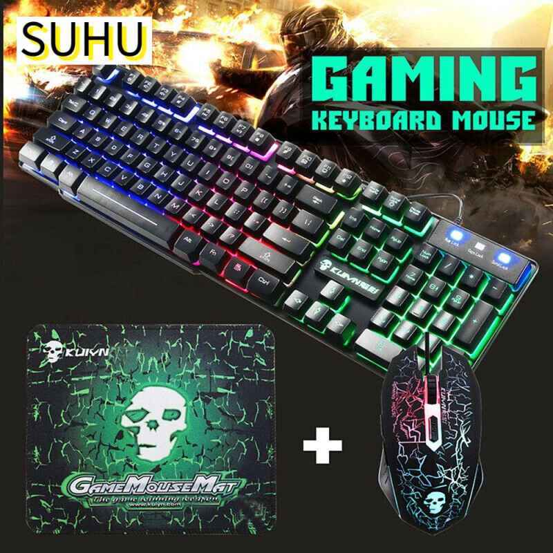 Jual Suhu Set Keyboard Mouse Gaming Portable T6 Motif Retak