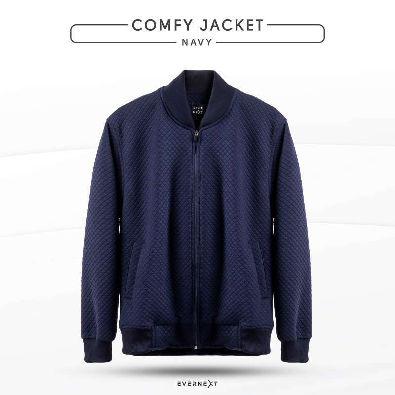 JAKET BASIC COMFY PRIA JAKET POLOS PRIA BOMBER PRIA WANITA UNISEX COMFY JAKET PREMIUM EVERNEXT NAVY M