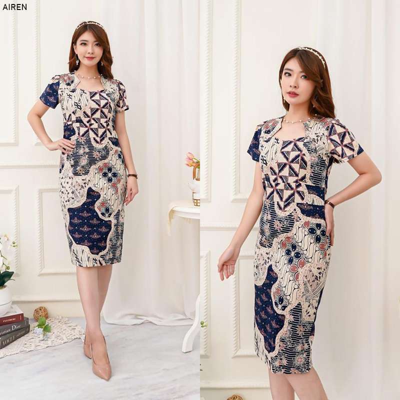 Jual Evercloth Airen Dress Wanita Batik Couple Modern Dress Batik