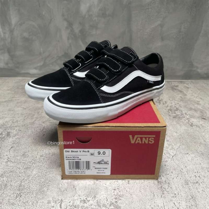 Jual VANS OLDSKOOL V PRO BLACK WHITE ORIGINAL VANS VELCRO