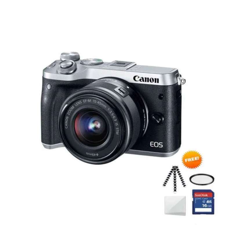 clever tech canon eos m6 kit 15 45mm kamera mirrorless free screenguard sdhc 16gb mini tripod gorillapod filter