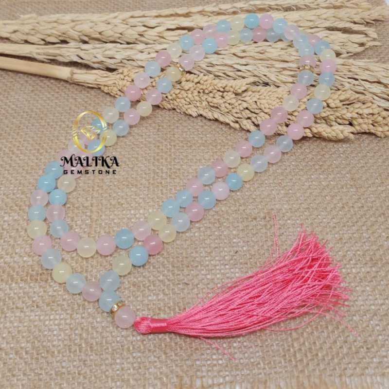 Promo TASBIH 10 MM BATU MORGANITE 99 BUTIR 100 NATURAL NEON
