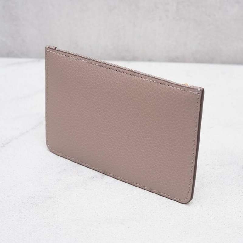 Jual Tory Burch Walker Top-zip Card Case In Gray Heron Di