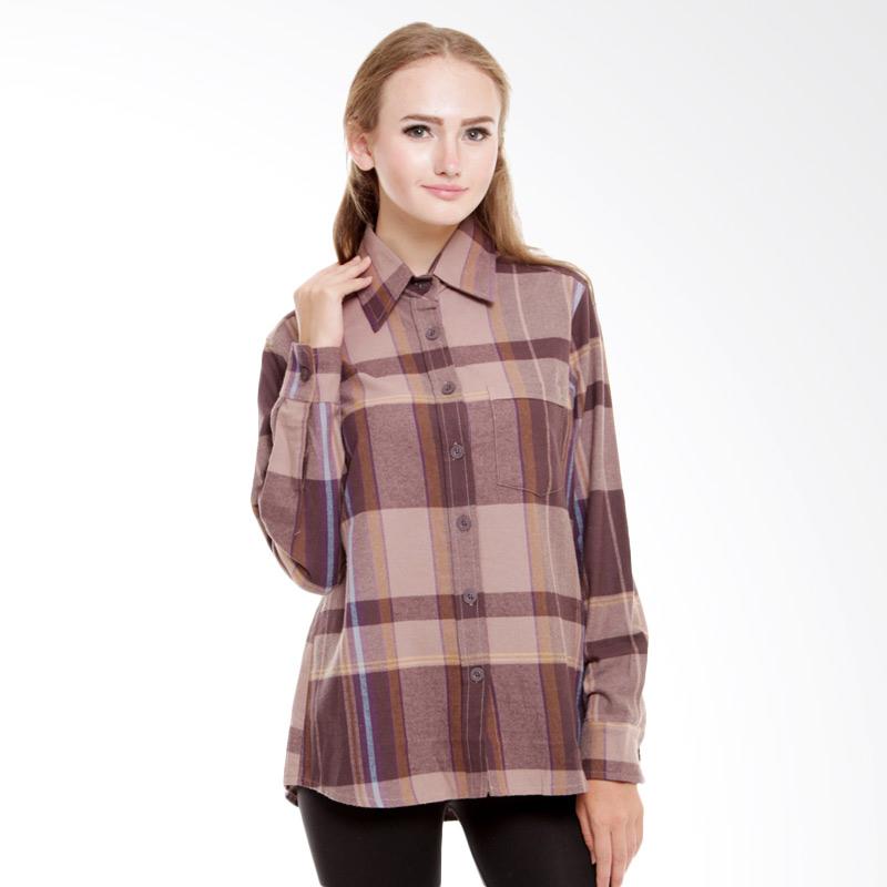Wayluxe Plaid Shirt BPS009 Atasan Wanita - Brown