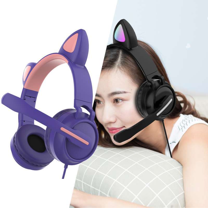 LED Cat EarHeadphonesWired Foldable 