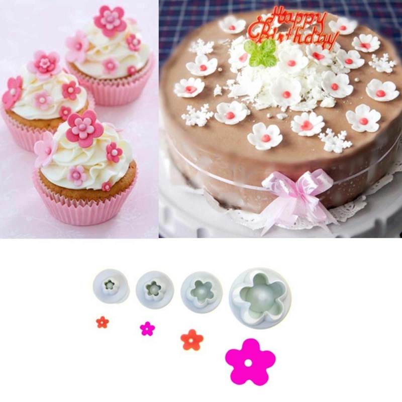 Jual 4pcs Plum Flower Plunger Cutter Fondant Mold Sugarcraft Cake
