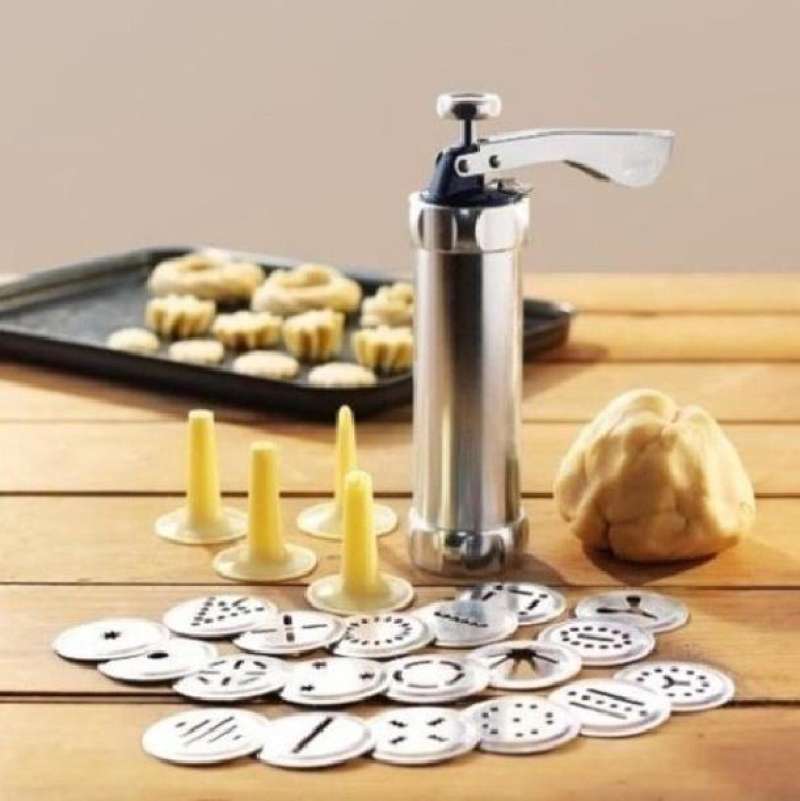 Cookies Press Cake Mold Gun Alat Cetak Kue Kering Biskuit Set 25 Pcs