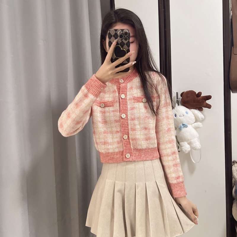 Mirae Plaid Cardigan Cardigan Korea Outer Import Premium Atasan Korean Top motif kotak vintage