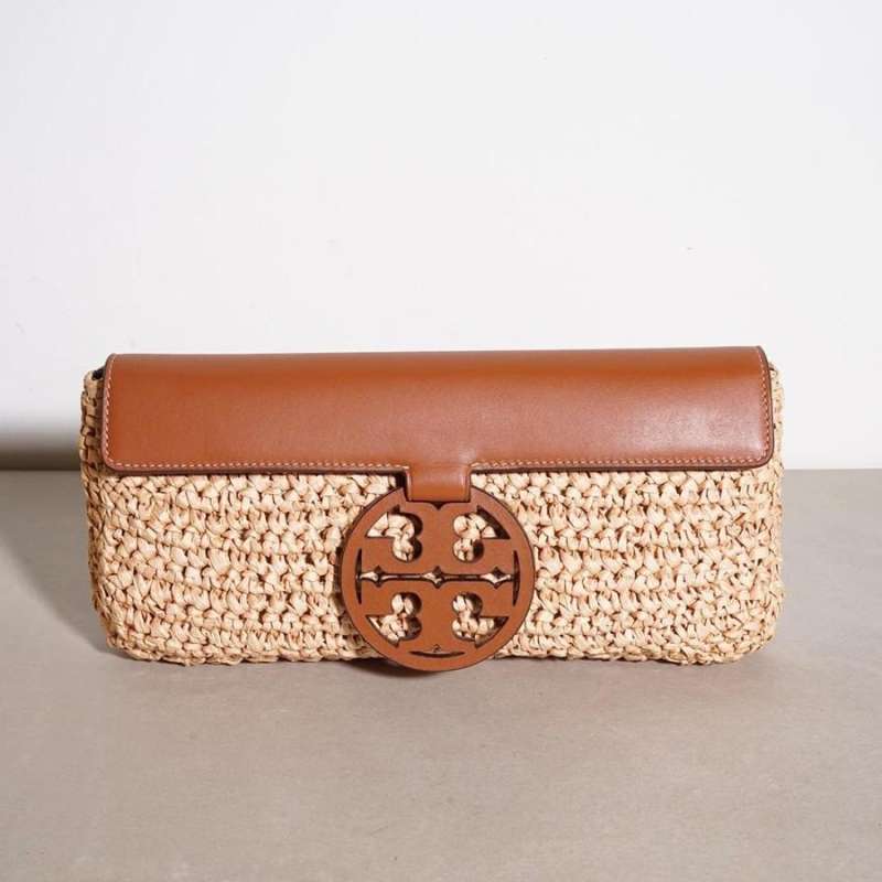 Tory burch straw shop clutch