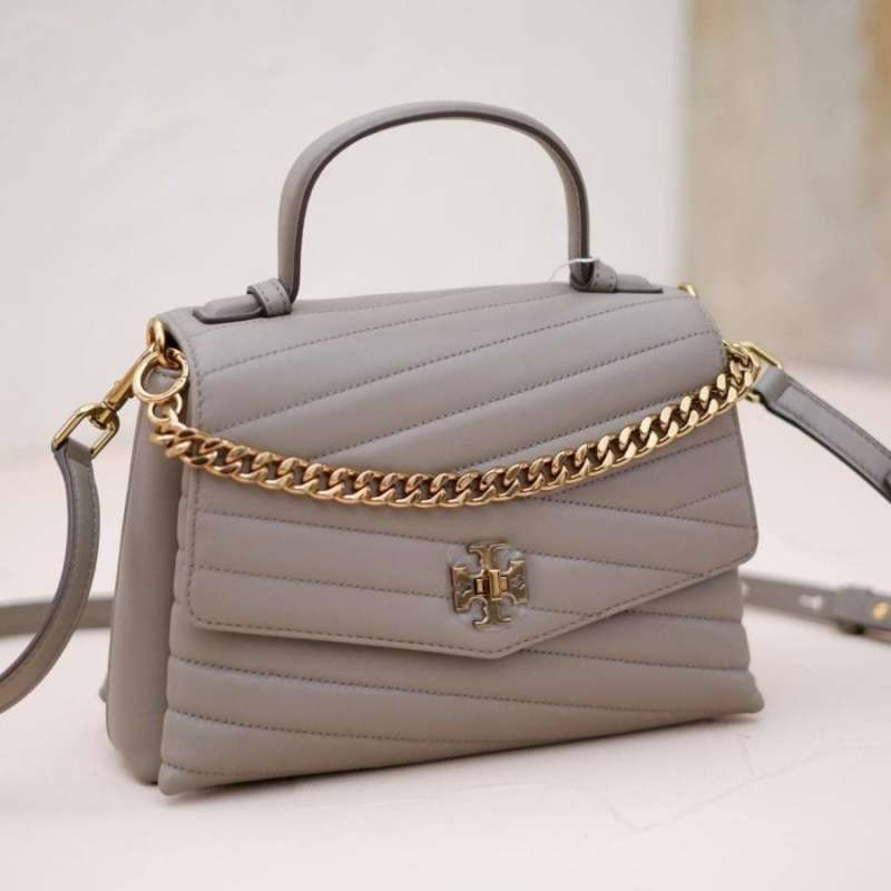 Tory burch kira chevron top handle Grey heron