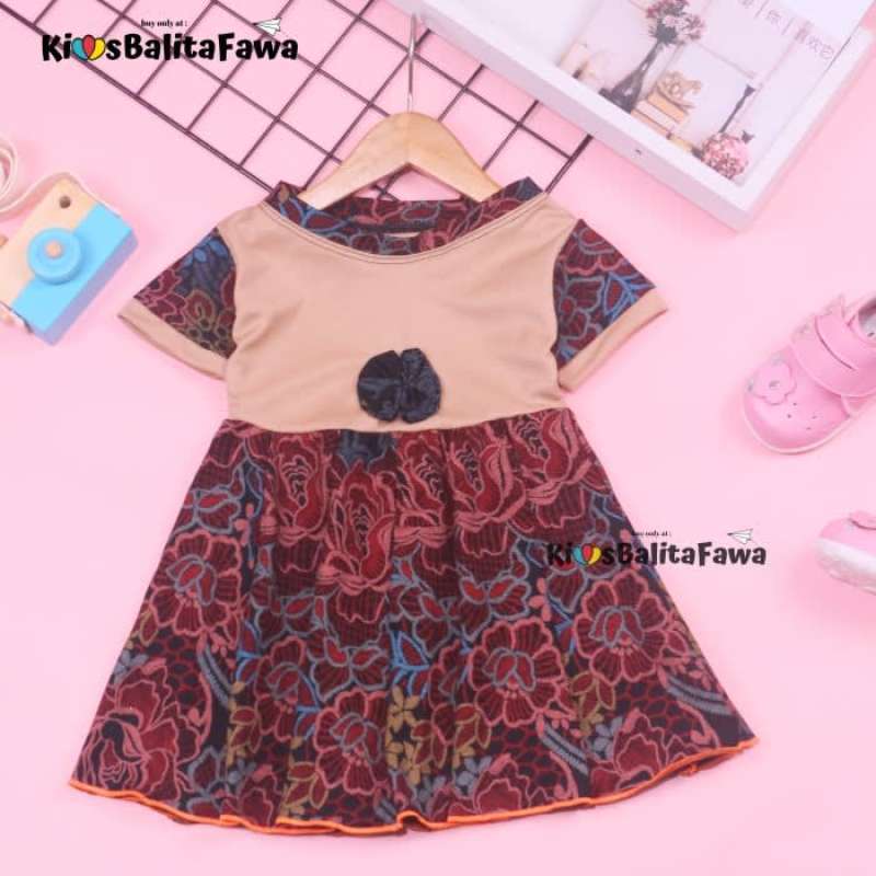Promo BATIK Dress Pita Baby uk 6 12 Bulan Baju Fashion Pesta