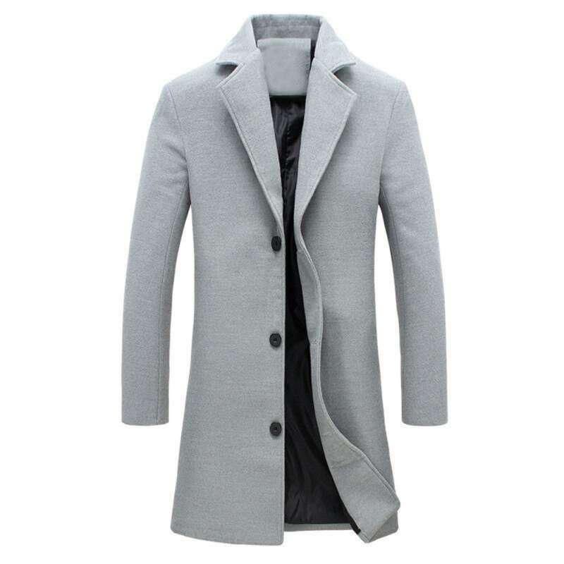 Jual Bluelans Fashion Men Winter Solid Color Single Breasted Lapel Long Coat Jacket Overcoat Online Januari 2021 Blibli