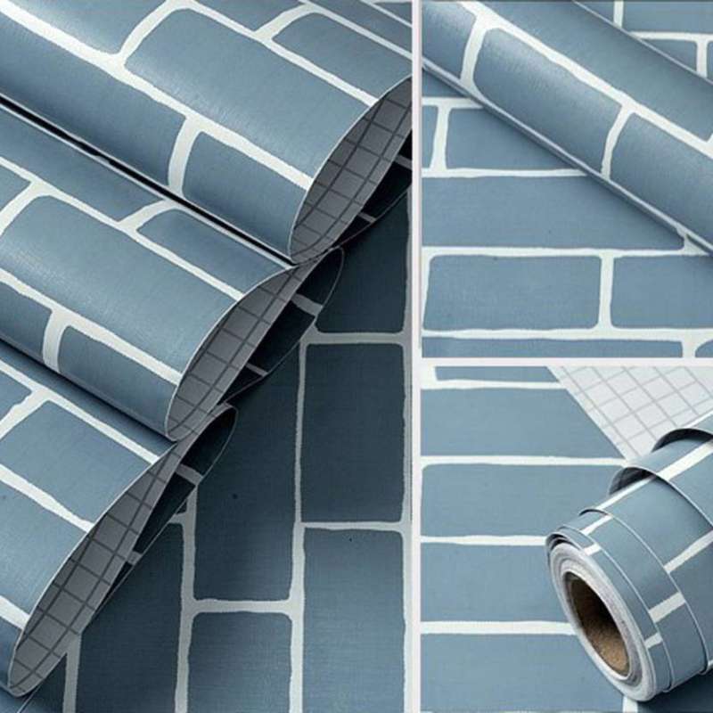 Jual Wallpaper Dinding Murah Dekor Kamar Batu Bata Biru Abu Minimalis 10 M X 45 Cm Terbaru Juli 21 Blibli