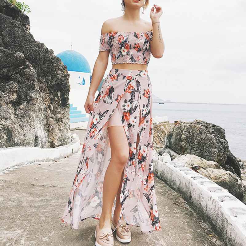 floral skirt long with top