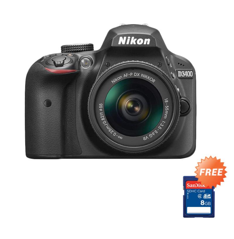 Nikon D3400 Kit 18-55mm AF-P VR Kamera DSLR + Free Memory Card 8 GB