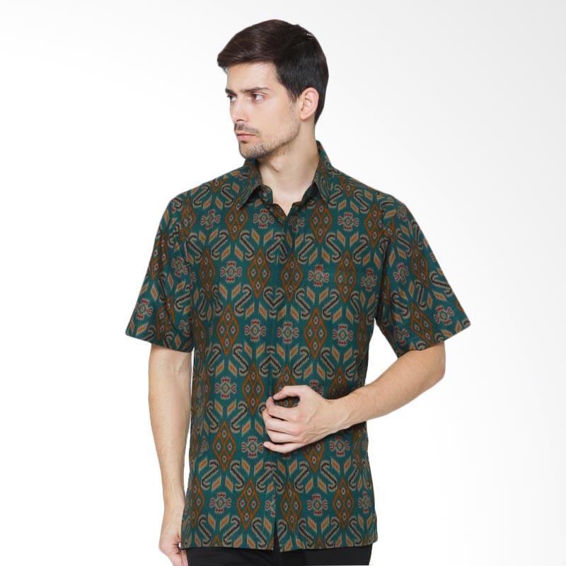 Anakara Batik Men Misty Songket Short Sleeve Shirt - Tosca Green