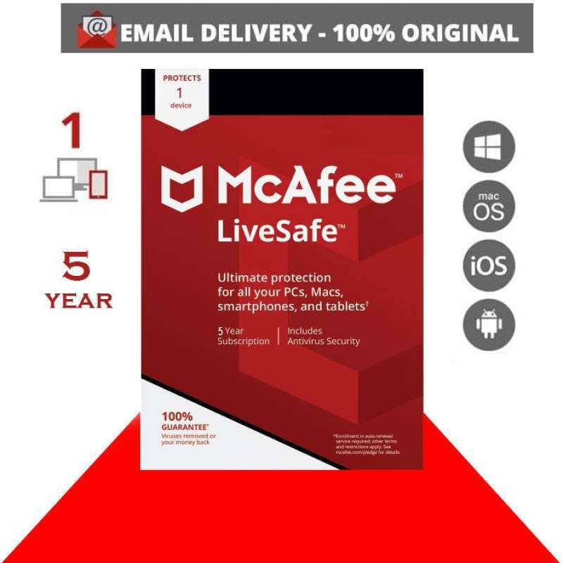 Promo McAfee LiveSafe Anti virus 2020 Original Lisensi 1 Pc 5 ...