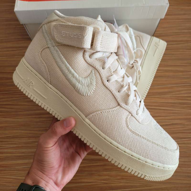 Air Force Mid Stussy Fossil Hemp || black flax white supreme