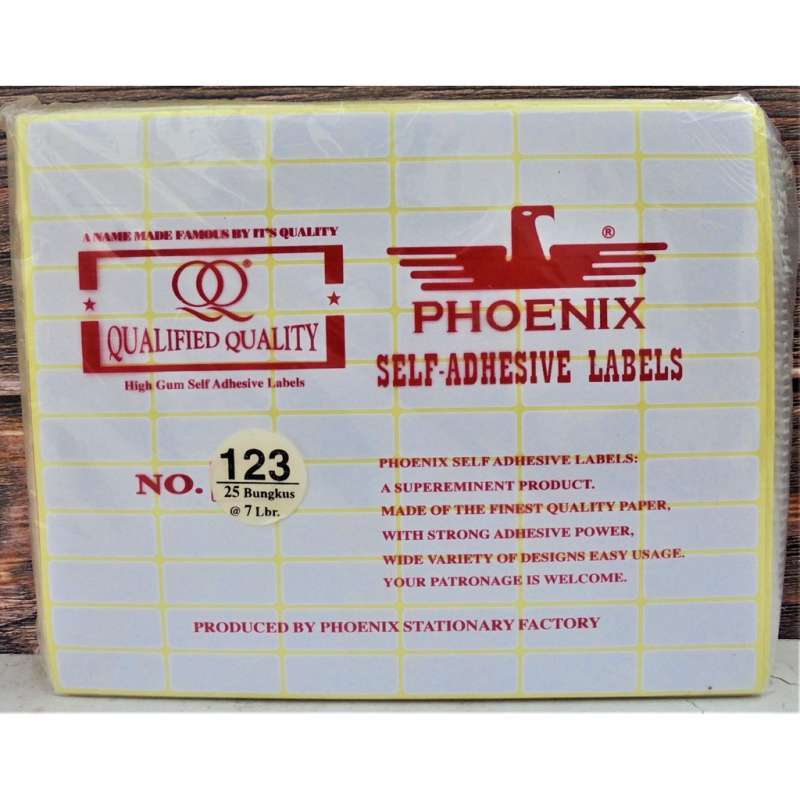 Label Stiker Phoenix no 123 (11x30 mm) [1 pak=25 plastik]