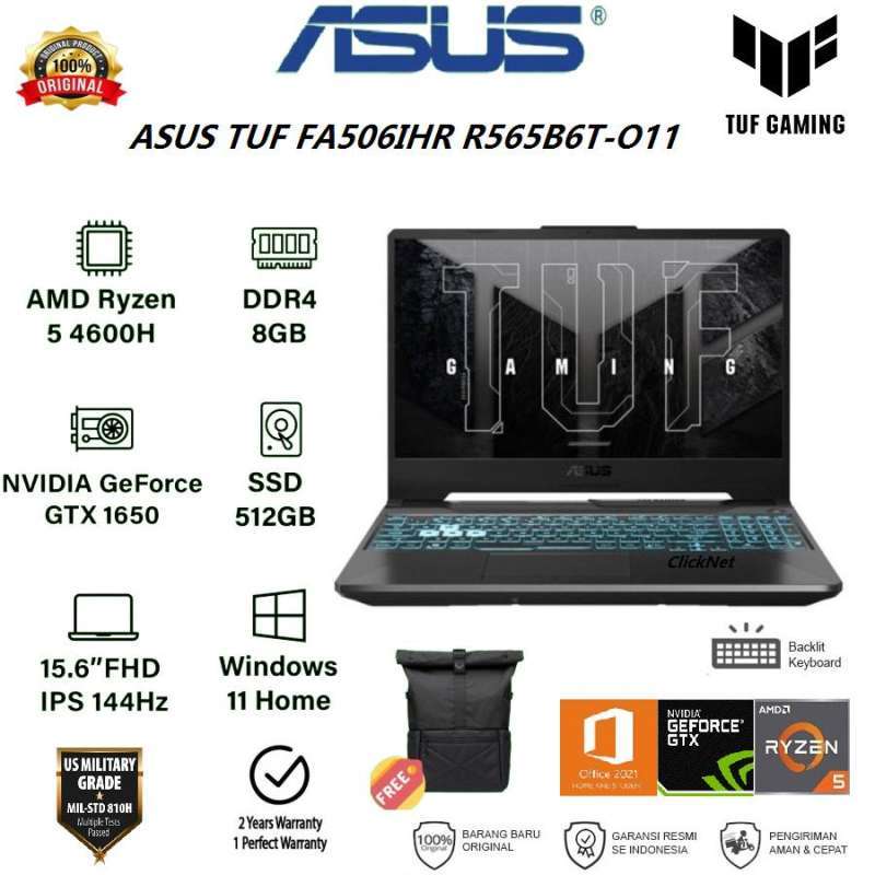 ASUS TUF FA506IHR-R565B6T-O11 AMD R5-4600H 8GB 512GB SSD GTX1650 4GB