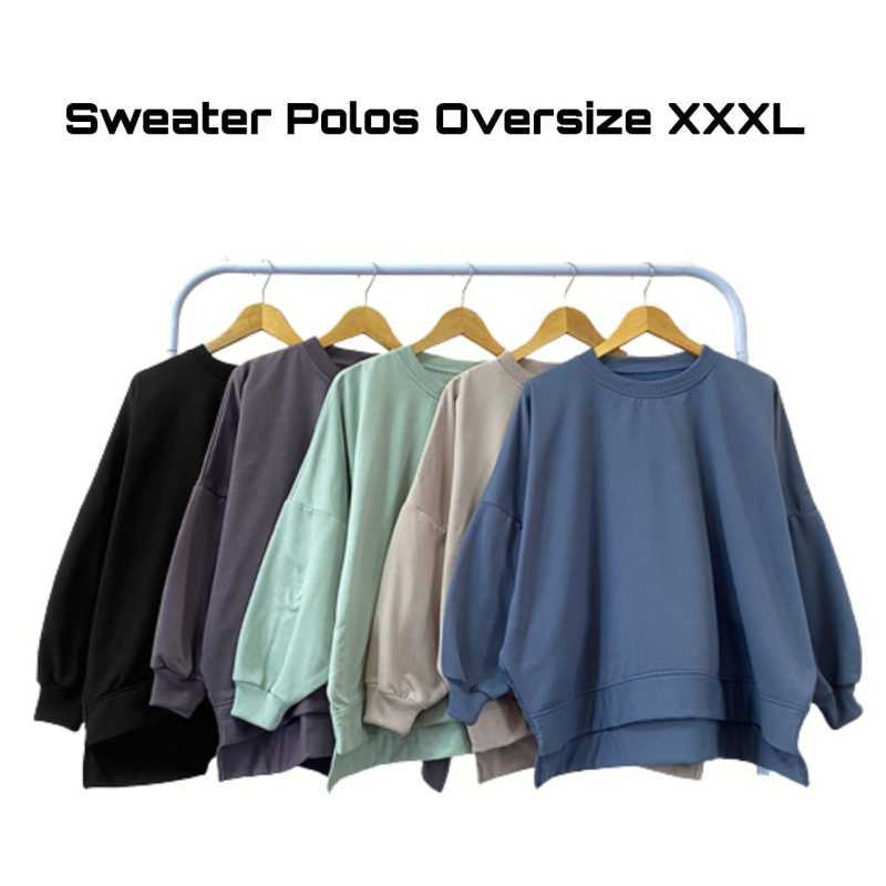 Jual Sweater Oversize Polos Flecce Sweatshirt Wanita XXXL XXXL