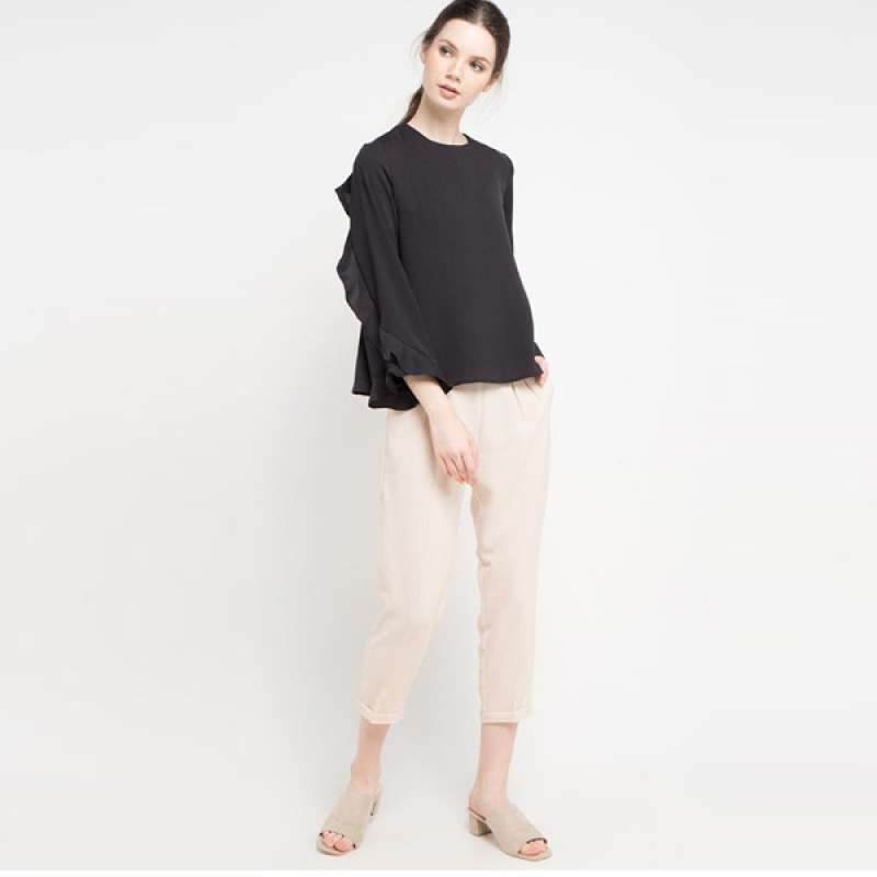 BLACK Long Sleeve Chiffon Blouse 