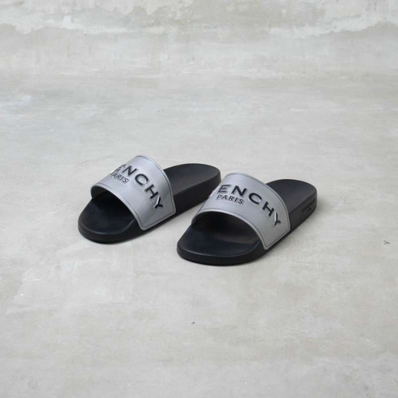 Jual Sandal GIVENCHY LOGO CLASSIC SILVER BLACK SLIDE 100