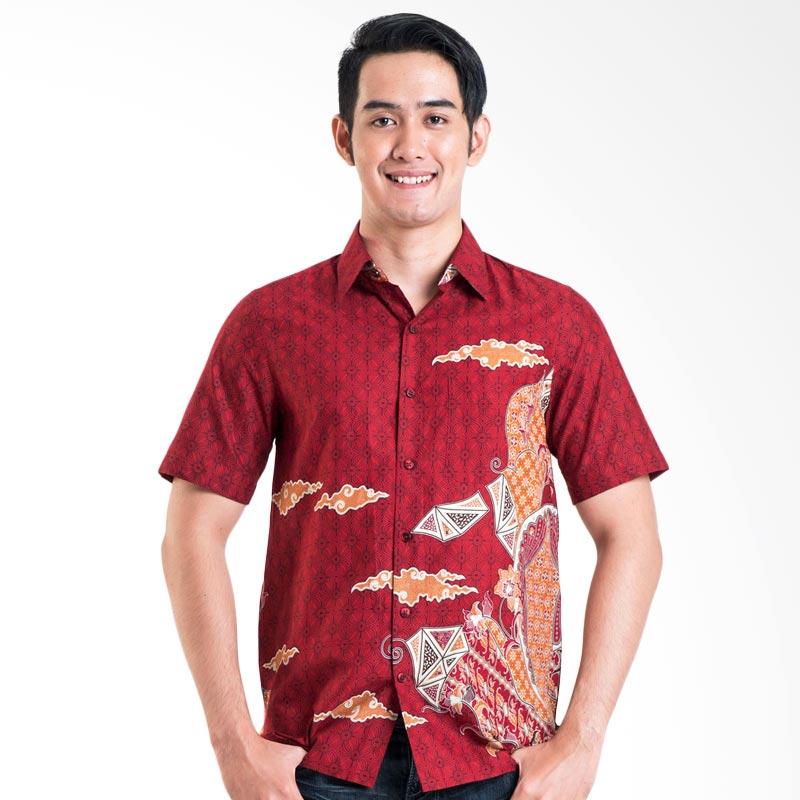 Batik Solo Cotton Shirt 16-018A (P1)-18 Baju Batik Pria - Red