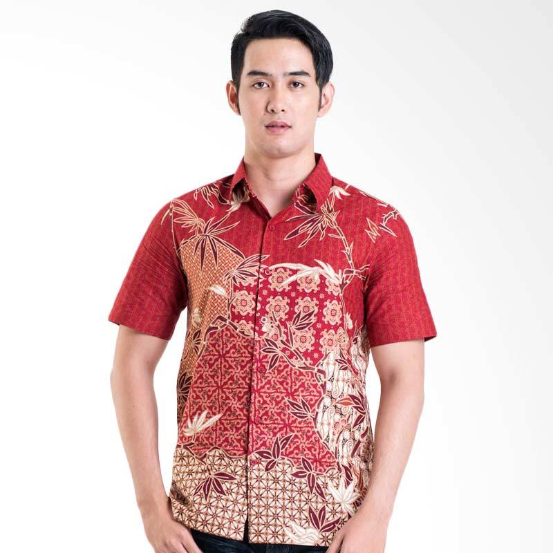 Batik Solo Short Sleeve Cotton Shirt 16-036A (P1) - 36 Red