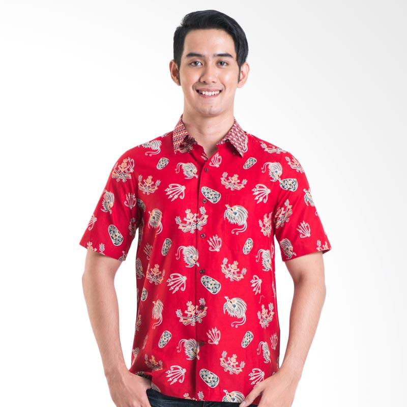 Batik Solo Cotton Shirt 16-019A (P1)-19 Baju Batik Pria - Red