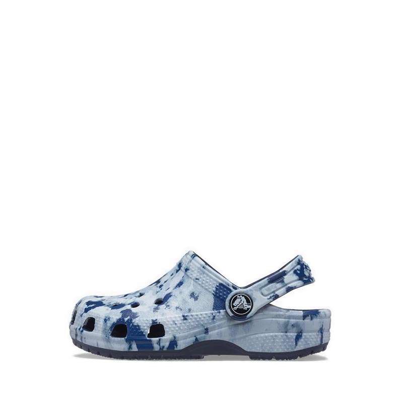 tie dye navy crocs