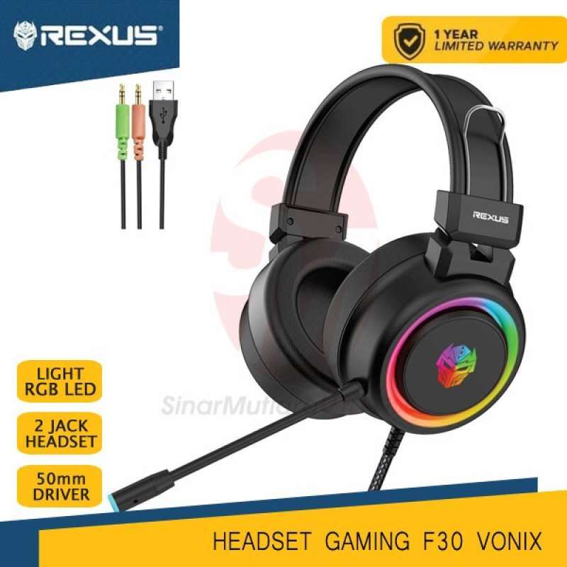 Jual Headset Gaming REXUS F30 Vonix Light RGB with Microphone di
