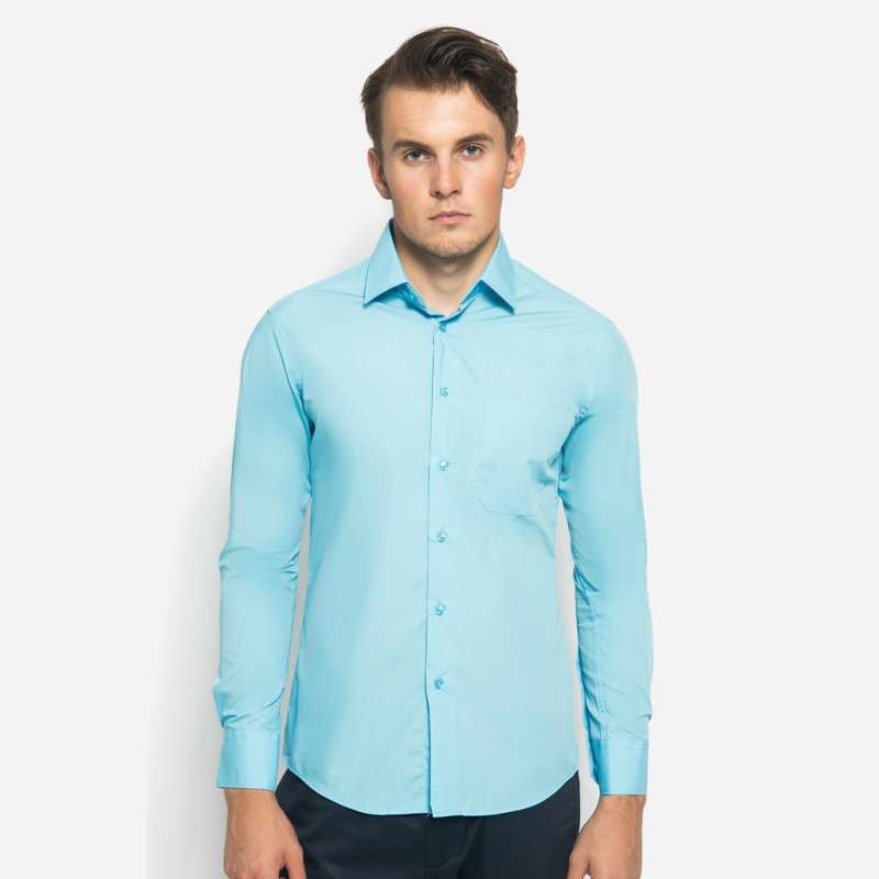 Jual Kemeja Alisan Polos Lengan Panjang Slimfit Aqua 4 Online Februari 2021 Blibli