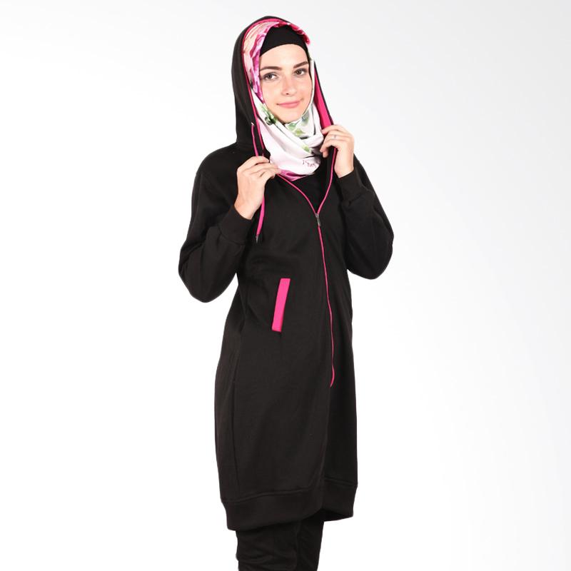 Hijacket Outwear HJ016 Jaket Muslim Wanita - Black Pink