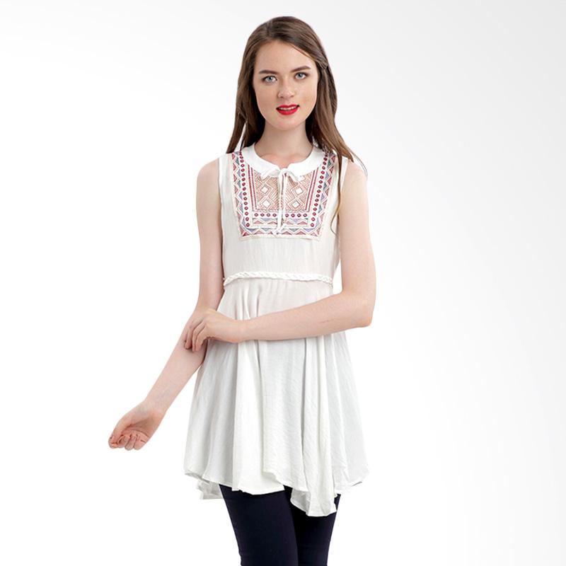 MKY Clothing Dezia Embroidery Braid String Dress - White