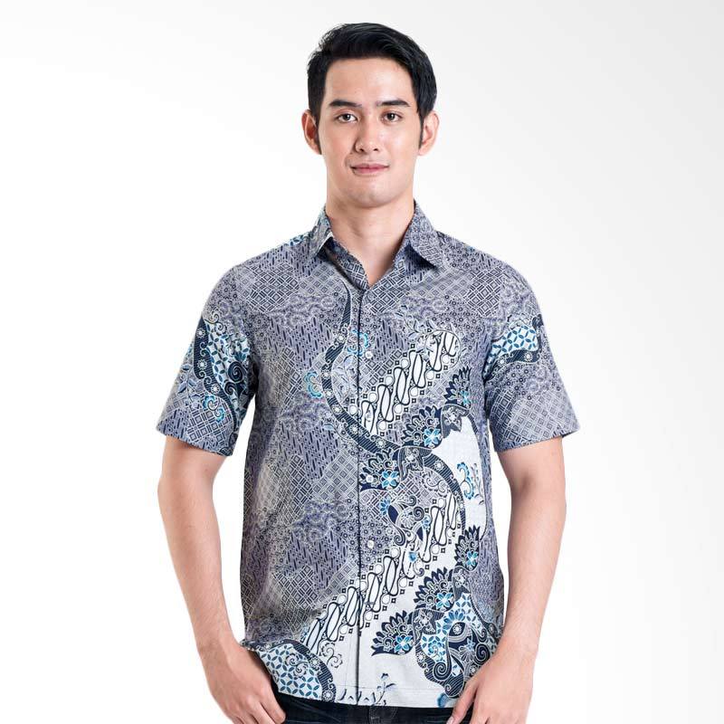 Batik Solo 16-032A (P1)-32 Short Sleeve Cotton Shirt - Blue